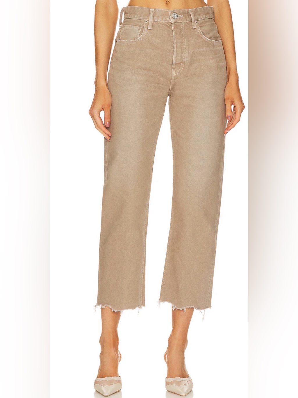 Moussy Herminie Selvedge Wide Straight In Light Brown Size 26